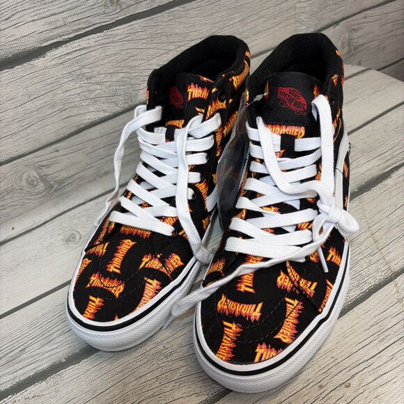 Vans Men\'s Sz 8 Skate Sk8-Hi Thrasher Black Shoes Black/Orange main image 7